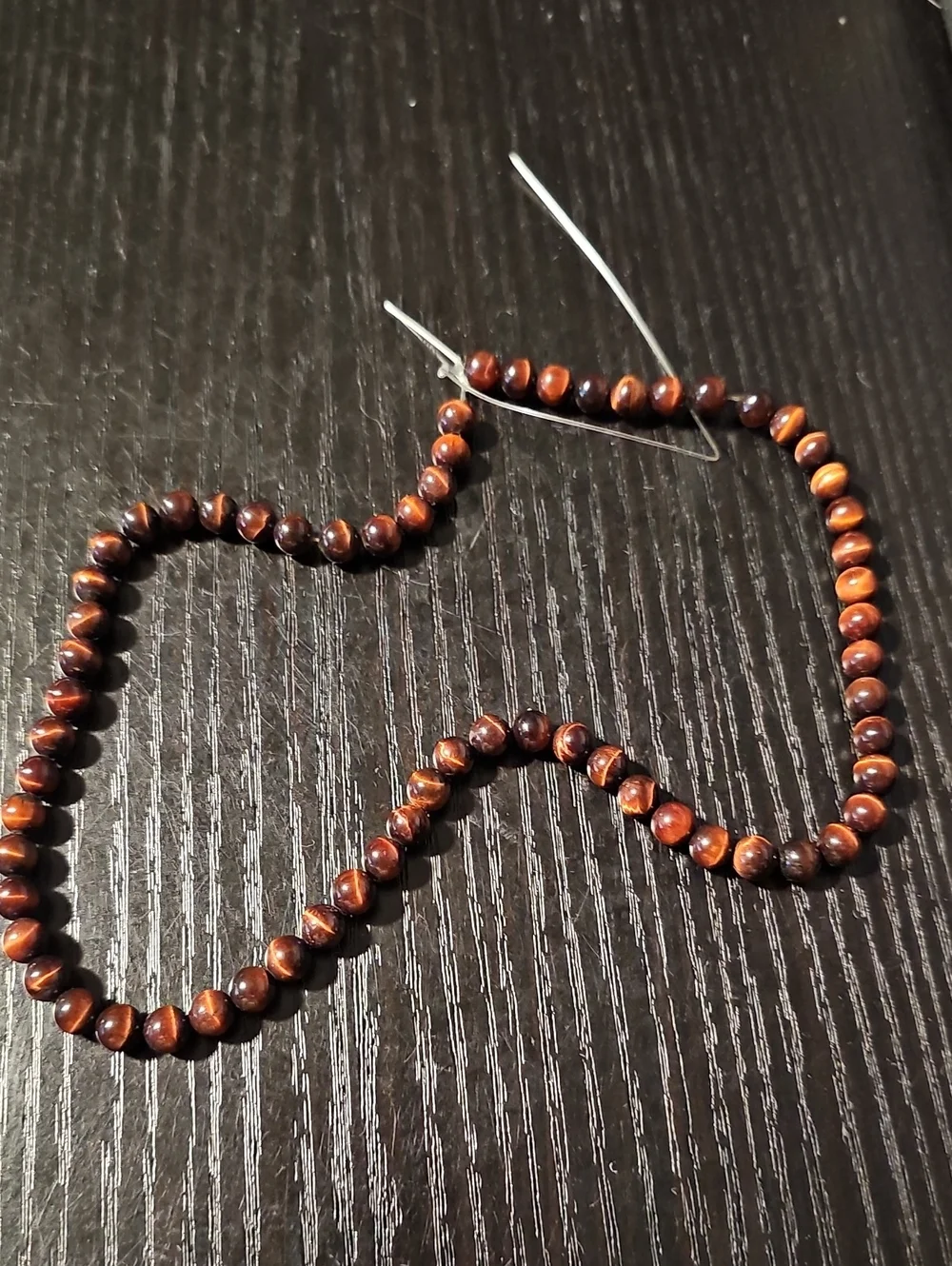 Vintage 1973 Red Tiger Eye (Ox Eye) 6 mm Gemstone Bead Strand